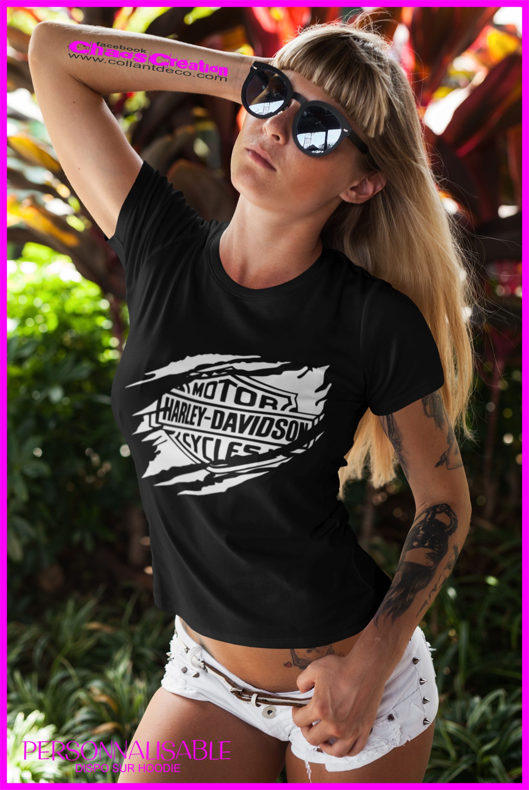 HARLEY FEMME SHIRT NOIR BLANNC DECHIRER