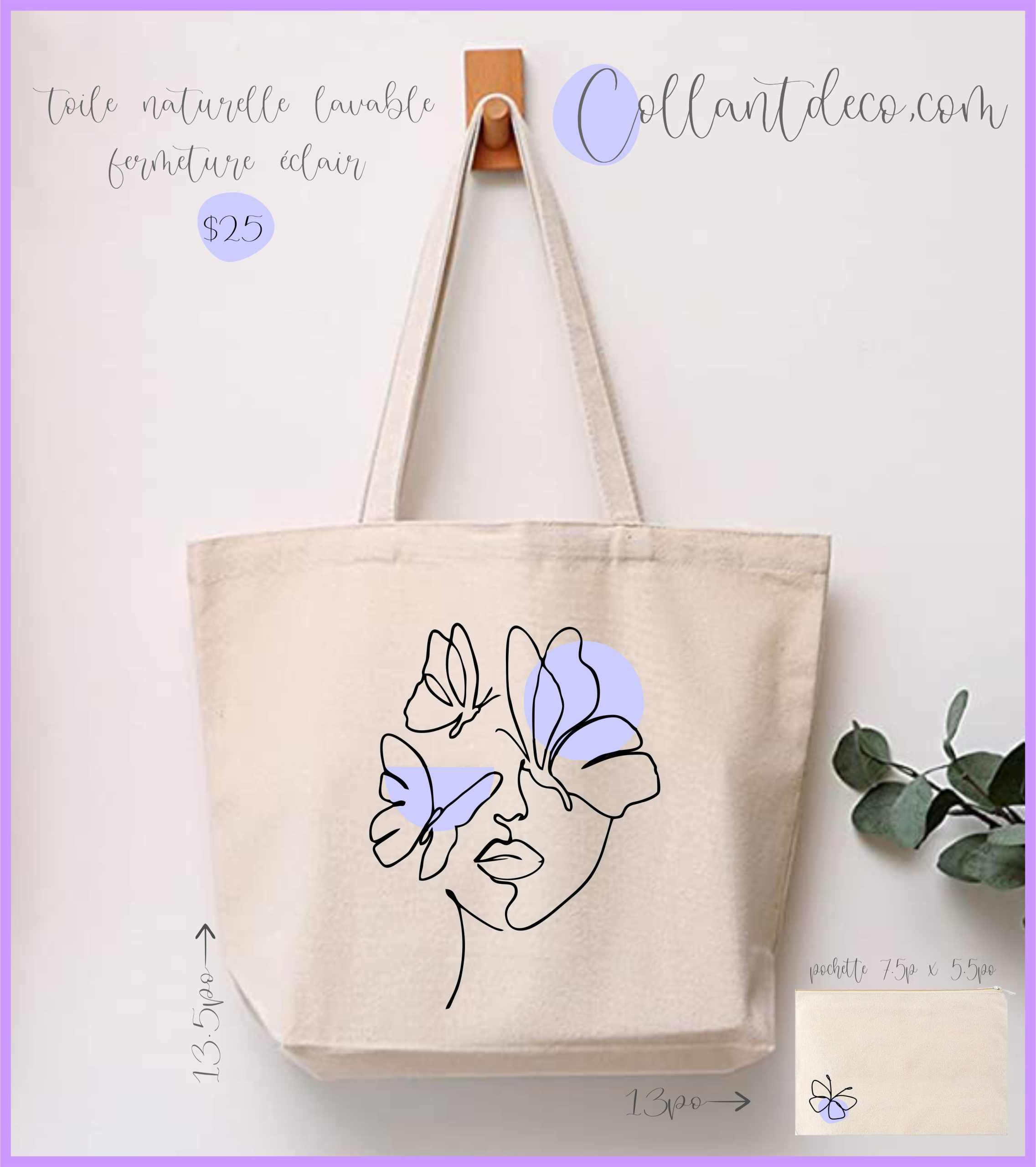 SAC TOILE DOUCEUR 4 lilas