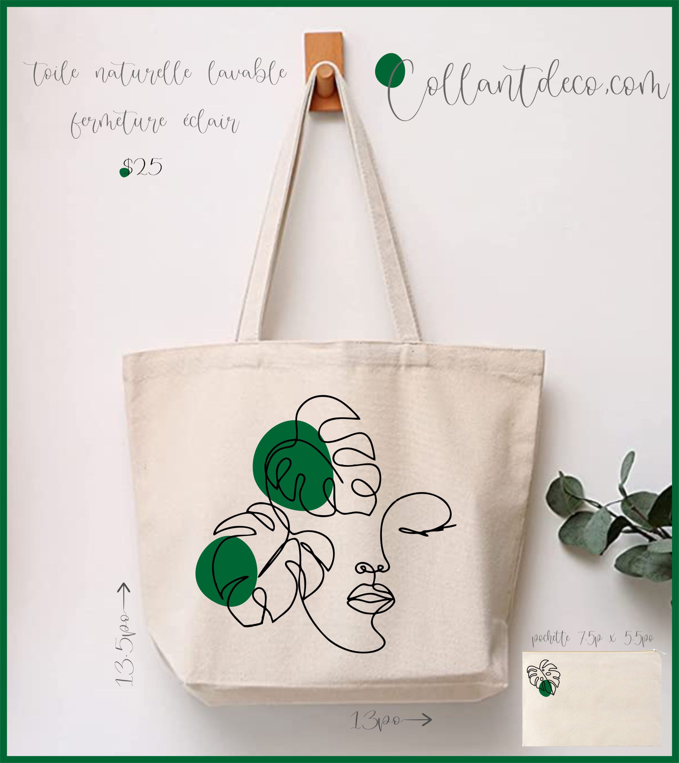 SAC TOILE NATURELLE MONSTERA